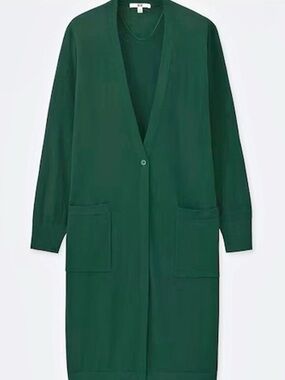 Uniqlo wool  Ribbed Long Cardigan Ribbed Long Cardigan in Green Like new